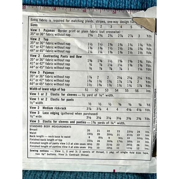 McCalls 4016 pattern girls pajama top pants shots 1950s size 3 - Picture 5 of 5